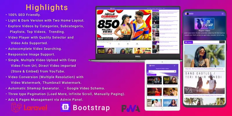 Laravel video script for building a video streaming portal