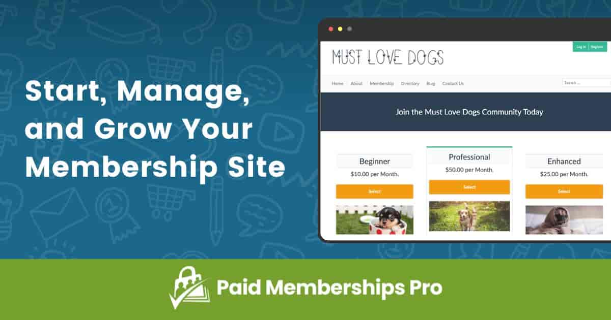 Paid Memberships Pro WordPress membership plugin with premium addons dashboard