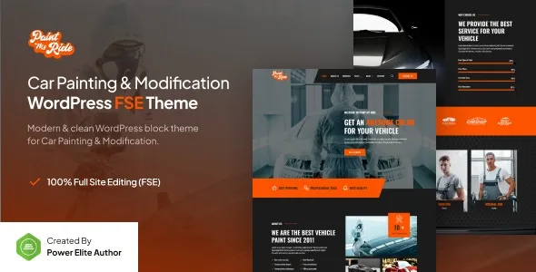 PaintMyRide car painting WordPress theme preview showcasing a professional automotive service website layout