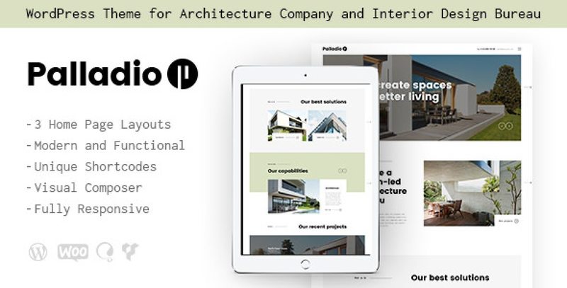 Palladio interior design and architecture WordPress theme demo showcase