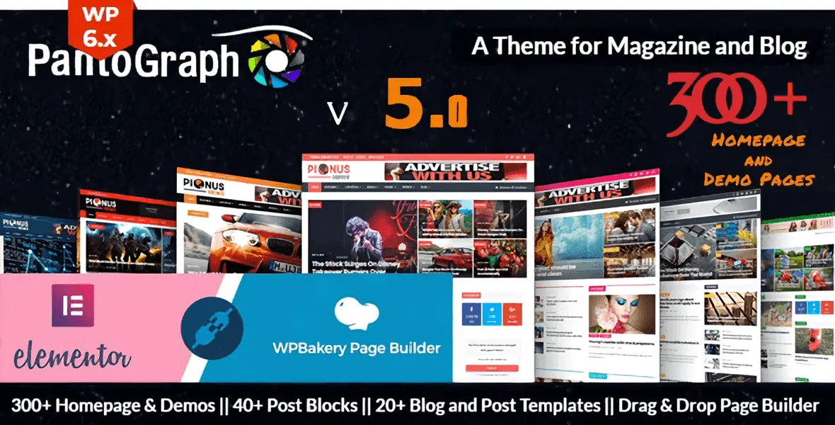 PantoGraph newspaper magazine WordPress theme preview showcasing responsive news layout