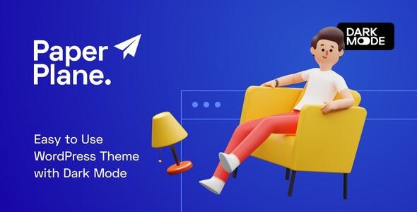 Paper Plane WordPress blog theme with dark mode and parallax effects