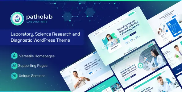 Patholab laboratory and science research WordPress theme with Elementor builder