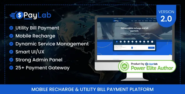 PayLab mobile recharge and utility bill payment PHP script platform interface