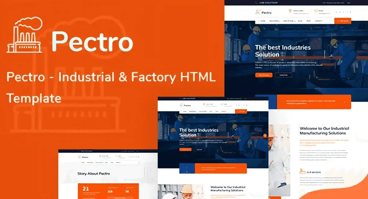 Pectro industrial and factory HTML template responsive layout preview