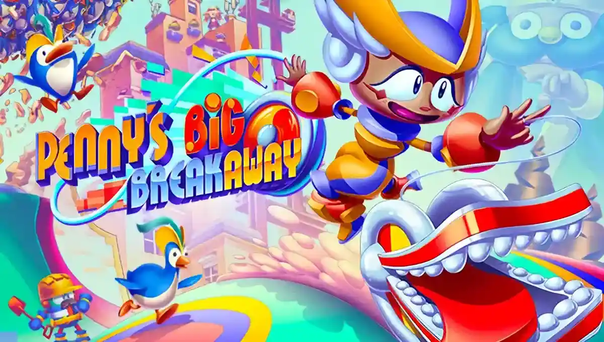 Penny's Big Breakaway 3D platformer game title screen for Windows PC