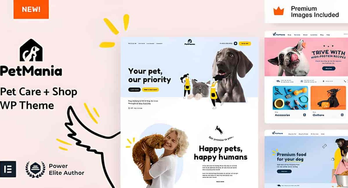 PetMania pet care WordPress theme for clinics and stores with modern design
