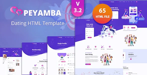 Peyamba dating website HTML template with modern design
