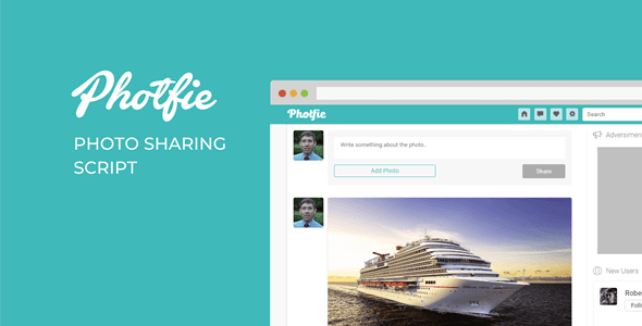 Photfie photo sharing PHP script interface for building social networking platforms