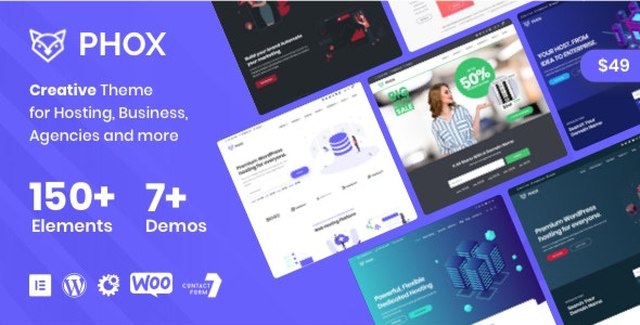 Phox WordPress hosting theme featuring Elementor page builder, WHMCS integration, and hosting website templates