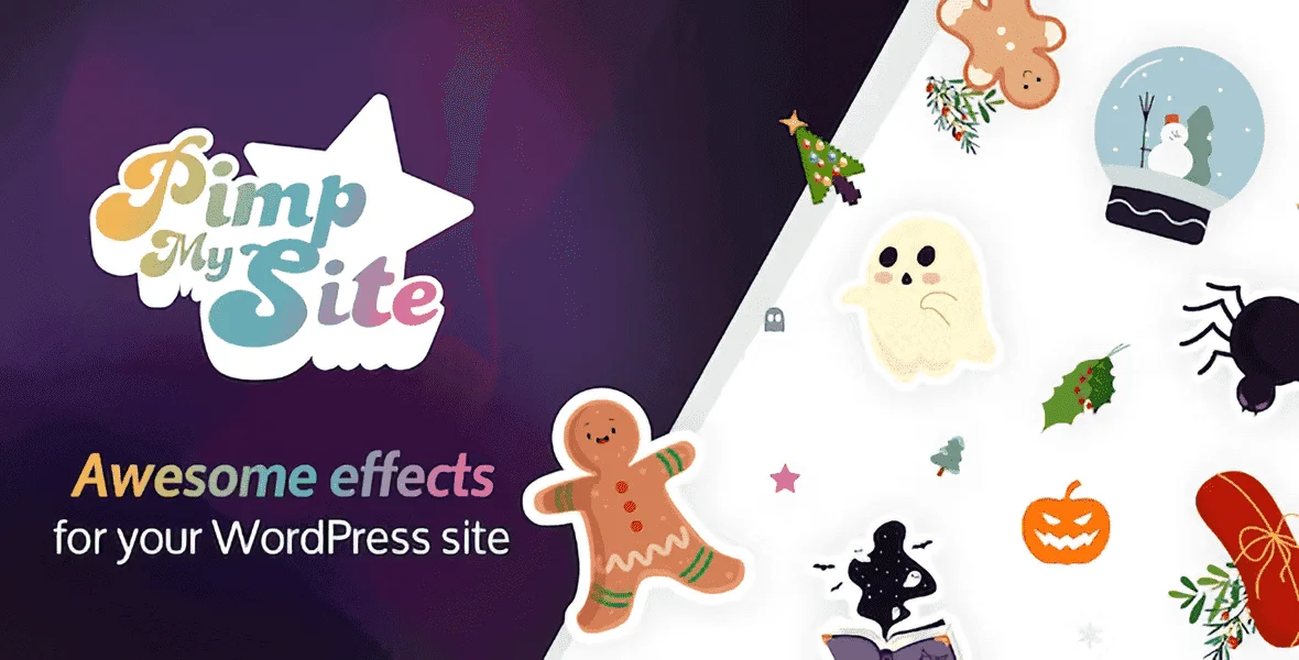 Pimp My Site WordPress plugin adding holiday weather effects and festive particle effects to a website