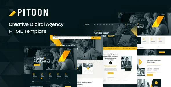 Pitoon digital agency HTML template with Elementor PRO demo and responsive layout