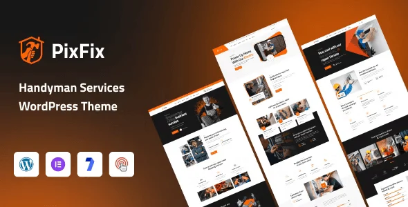 PixFix handyman WordPress theme homepage demo showing service listings and contact section