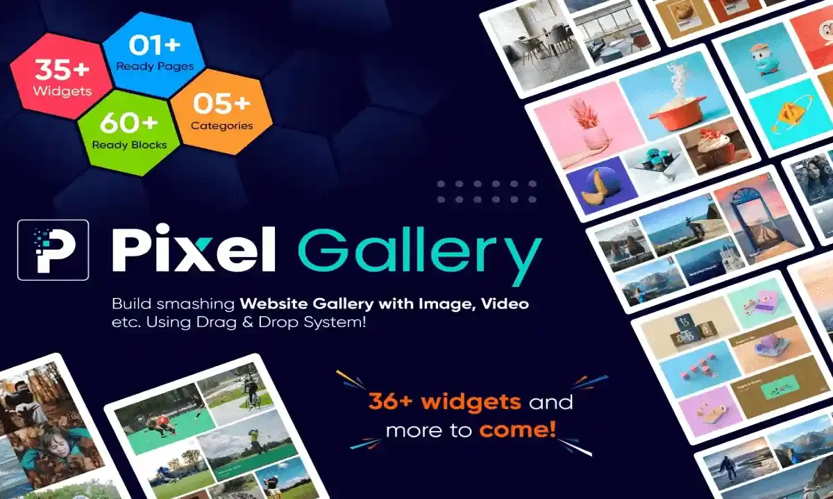 Pixel Gallery Pro Elementor gallery plugin showcasing responsive image grid layouts
