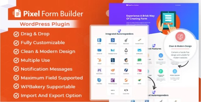 Pixel WordPress form builder plugin with 21 autoresponder integrations