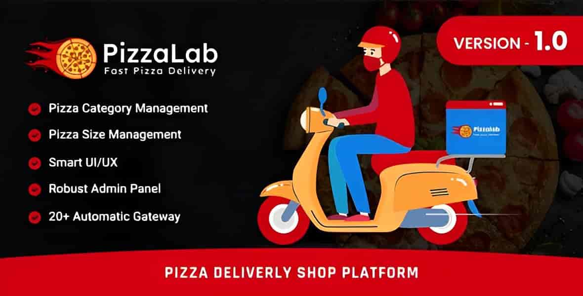 PizzaLab pizza delivery PHP script platform for online ordering and payments