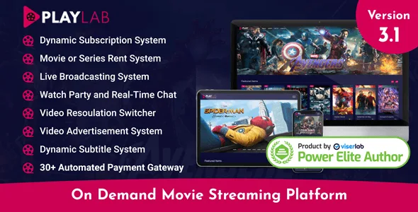 PlayLab on demand movie streaming platform PHP script interface
