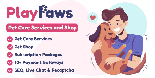 PlayPaws pet care PHP script Laravel platform dashboard for pet services and shop management