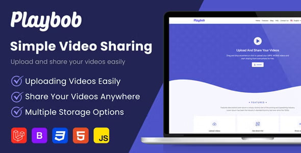 Playbob simple video sharing PHP script platform interface