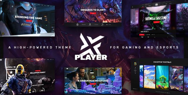 PlayerX gaming and esports WordPress theme preview showing match schedules and clan rosters