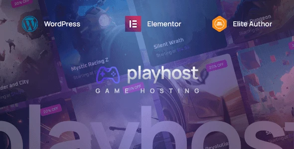Playhost game hosting WordPress theme with Elementor