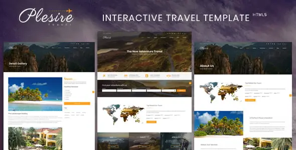 Plesire interactive travel HTML template with modern layout and elegant design