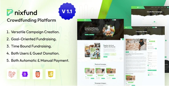 PnixFund crowdfunding platform PHP script interface
