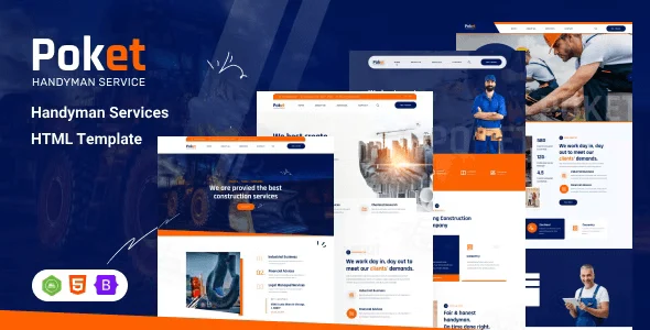 Poket handyman renovation HTML template homepage preview