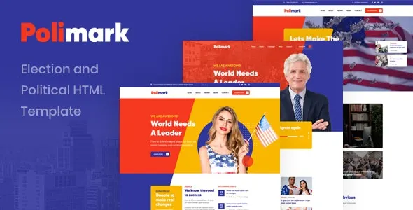 Polimark election and political campaign HTML template homepage preview with responsive Bootstrap layout
