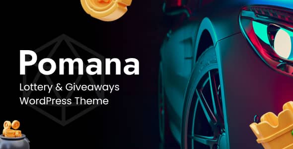 Pomana lottery WordPress theme dashboard showcasing giveaway and raffle campaign management