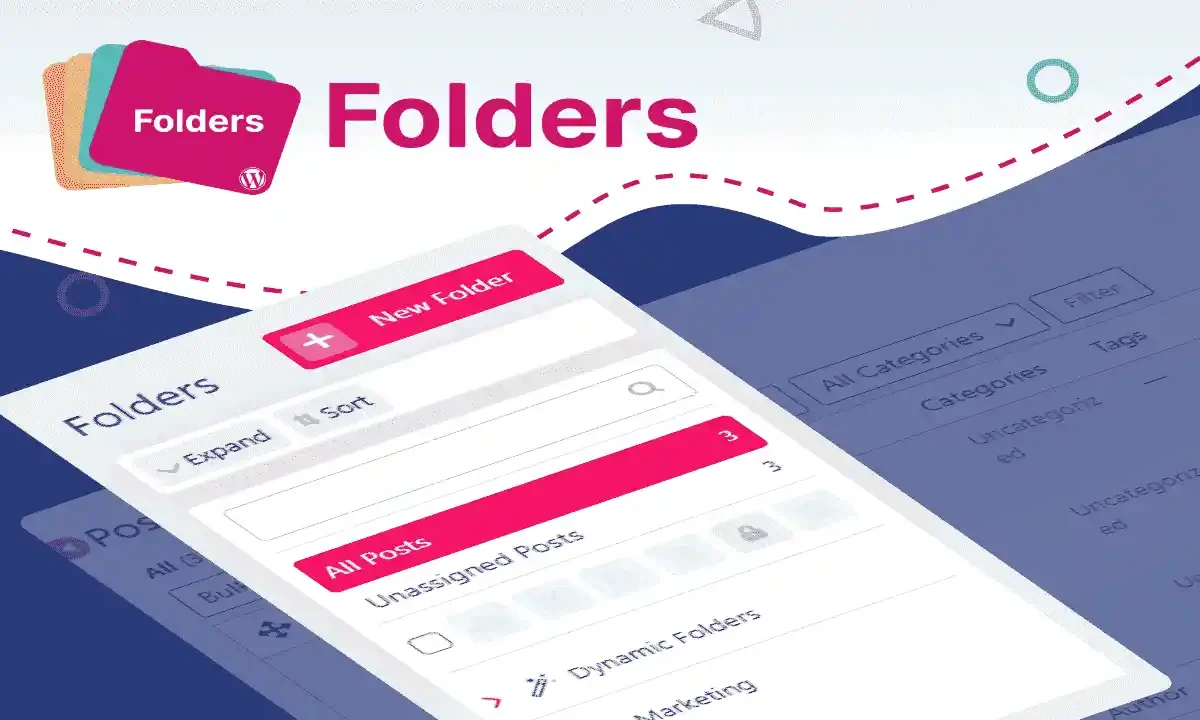 Premio Folders PRO WordPress folder plugin dashboard showing organized content folders for pages posts and media