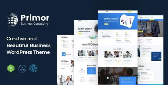 Primor consulting WordPress theme with corporate design and Elementor PRO demo layout