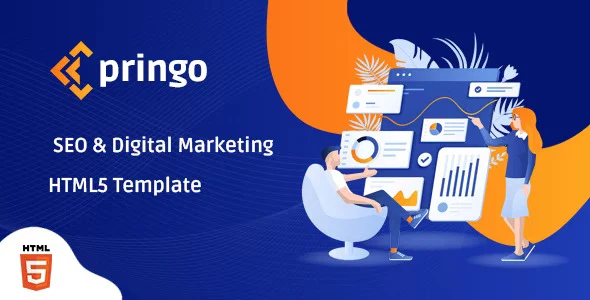 Pringo digital marketing agency Bootstrap 5 template hero section preview