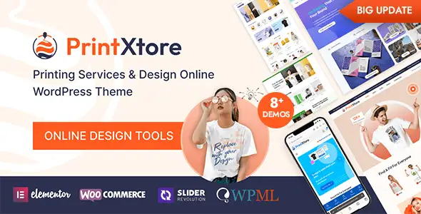 PrintXtore WordPress WooCommerce theme for printing services and design stores