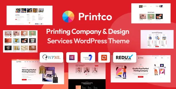 Printco printing services WordPress theme with modern design