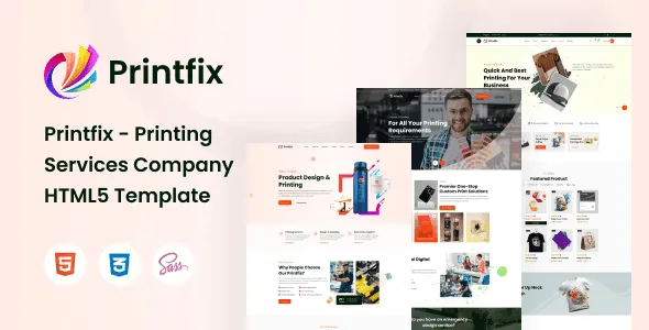 Printfix printing services HTML5 template demo layout showcasing print shop website design