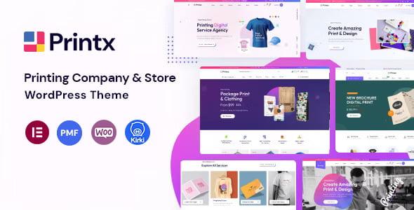 Printx printing services WordPress theme with clean design