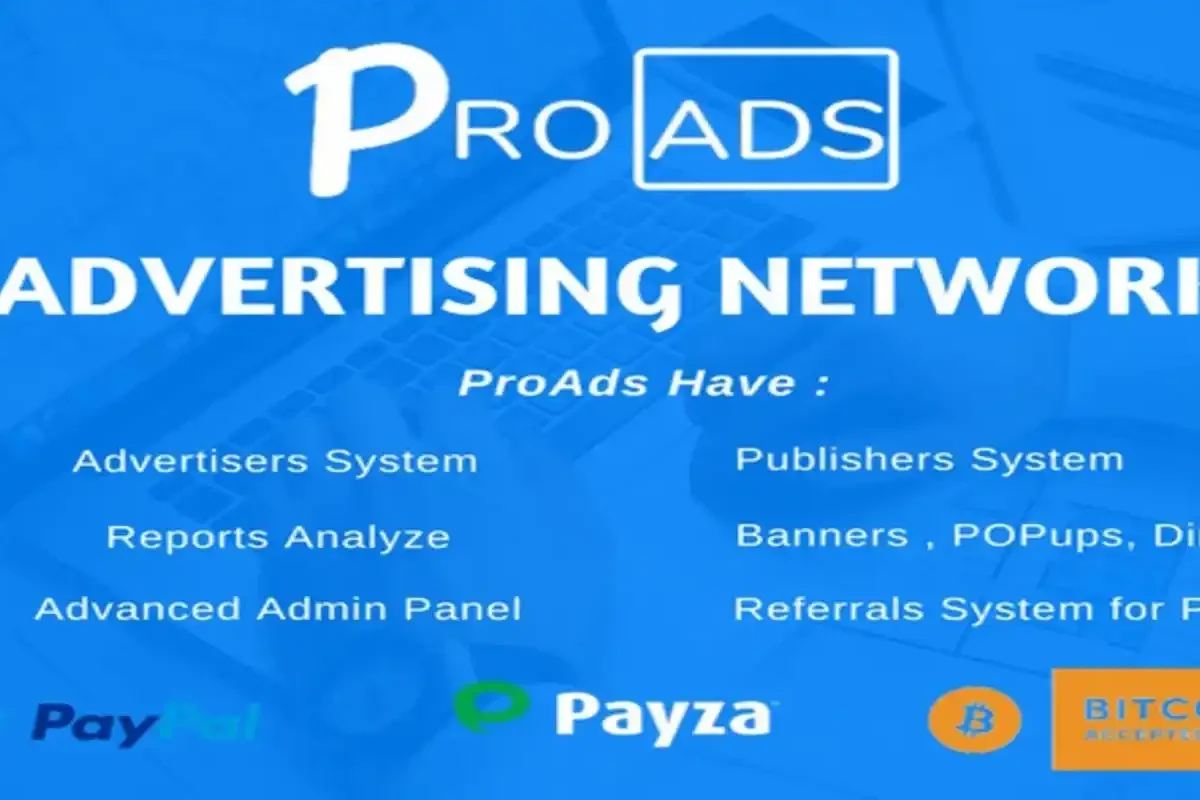 ProAds advertising network script dashboard for managing ad campaigns and publishers
