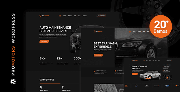 ProMotors car service and detailing WordPress theme for auto repair shops