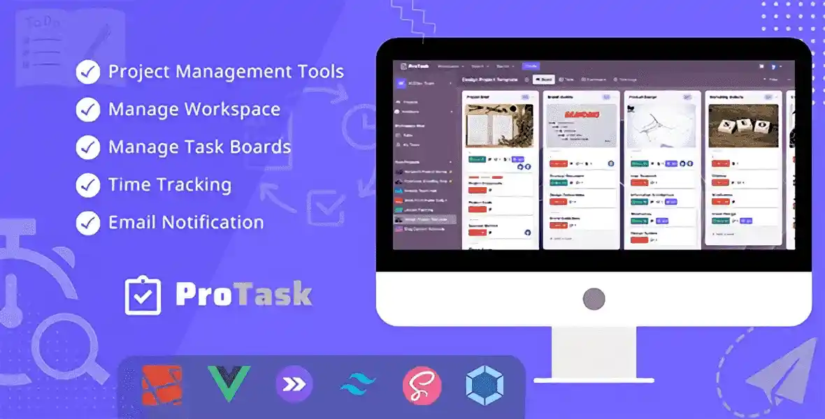 ProTask self-hosted project management PHP script dashboard with task boards and time tracking