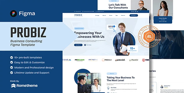 Probiz business consulting HTML template preview showing modern professional website layout