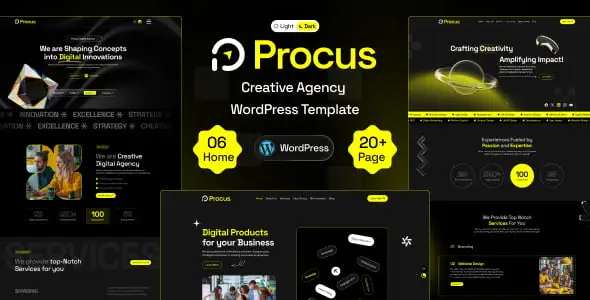 Procus creative agency WordPress theme with Elementor compatibility