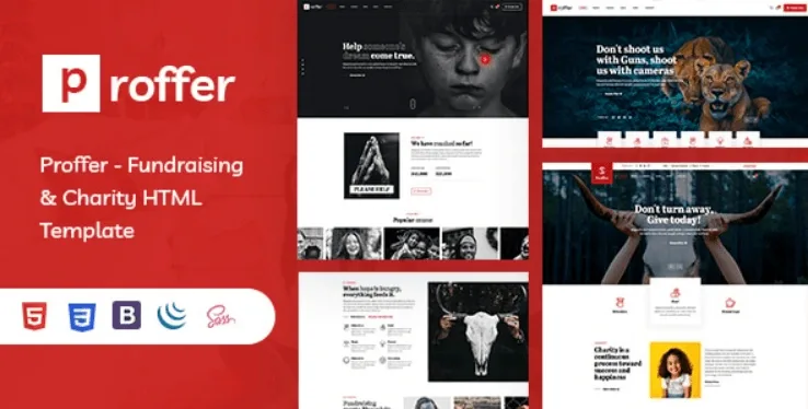 Proffer fundraising and charity HTML template for non-profit websites