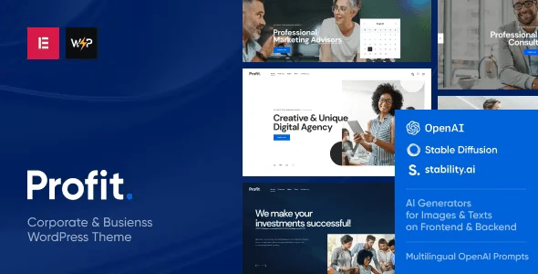 Profit business WordPress theme with Elementor PRO for creative agencies and corporate websites