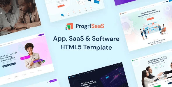 ProgriSaaS creative HTML5 landing page template for startups and IT services