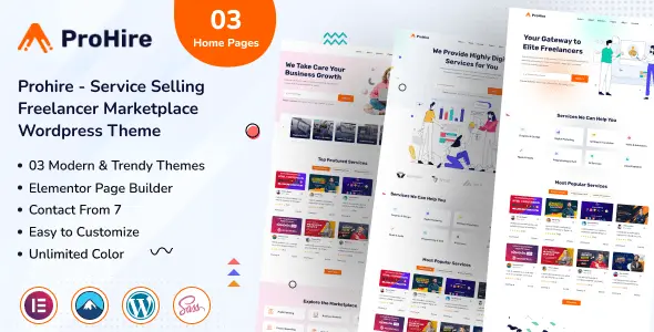 Prohire service selling marketplace WordPress theme with Elementor builder