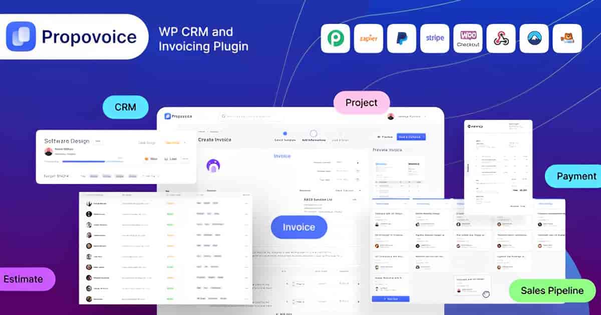 Propovoice Pro WordPress CRM and invoicing plugin dashboard interface