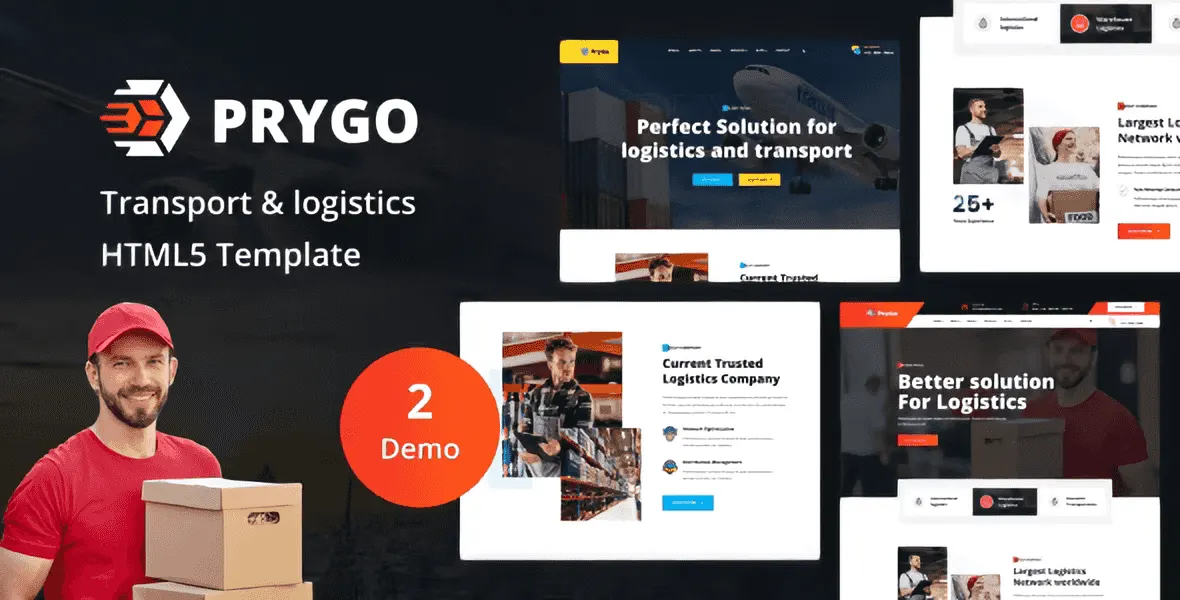 Prygo transport and logistics HTML5 template preview
