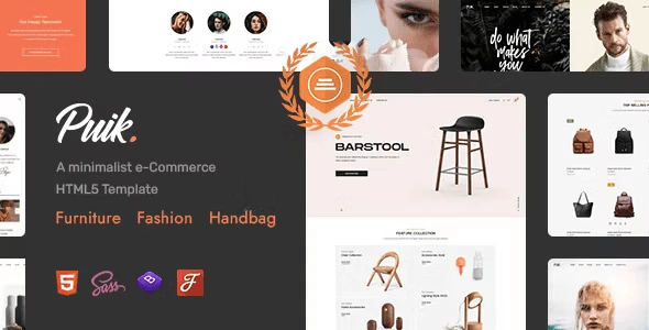 Puik minimal e-commerce HTML5 template homepage demo preview