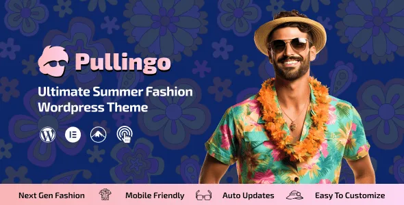 Pullingo Fashion WooCommerce Theme homepage demo showing clothing store layout with Elementor editor
